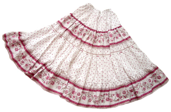 Provence tiered skirt, long (Castellane. white rose)
